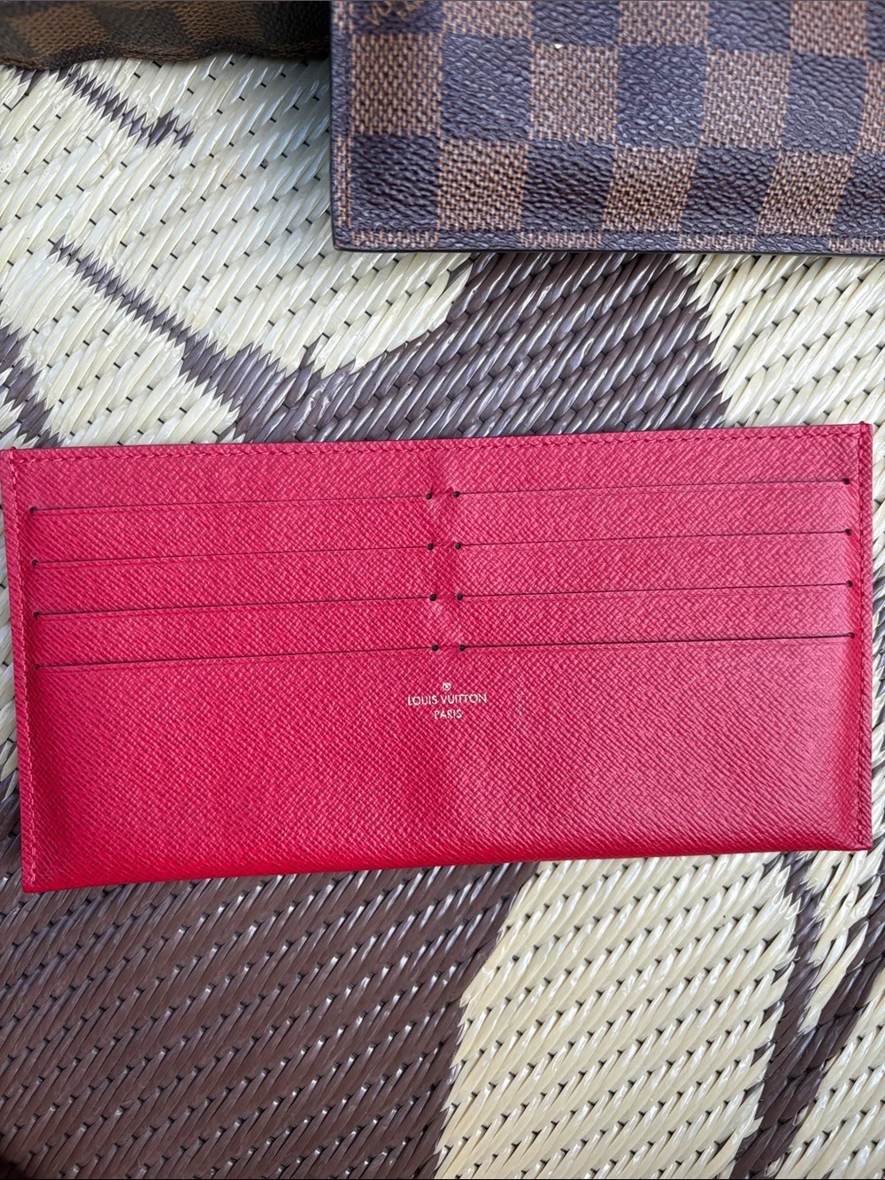 Louis Vuitton Brown Checkered Envelope Crossbody with Gold Chain